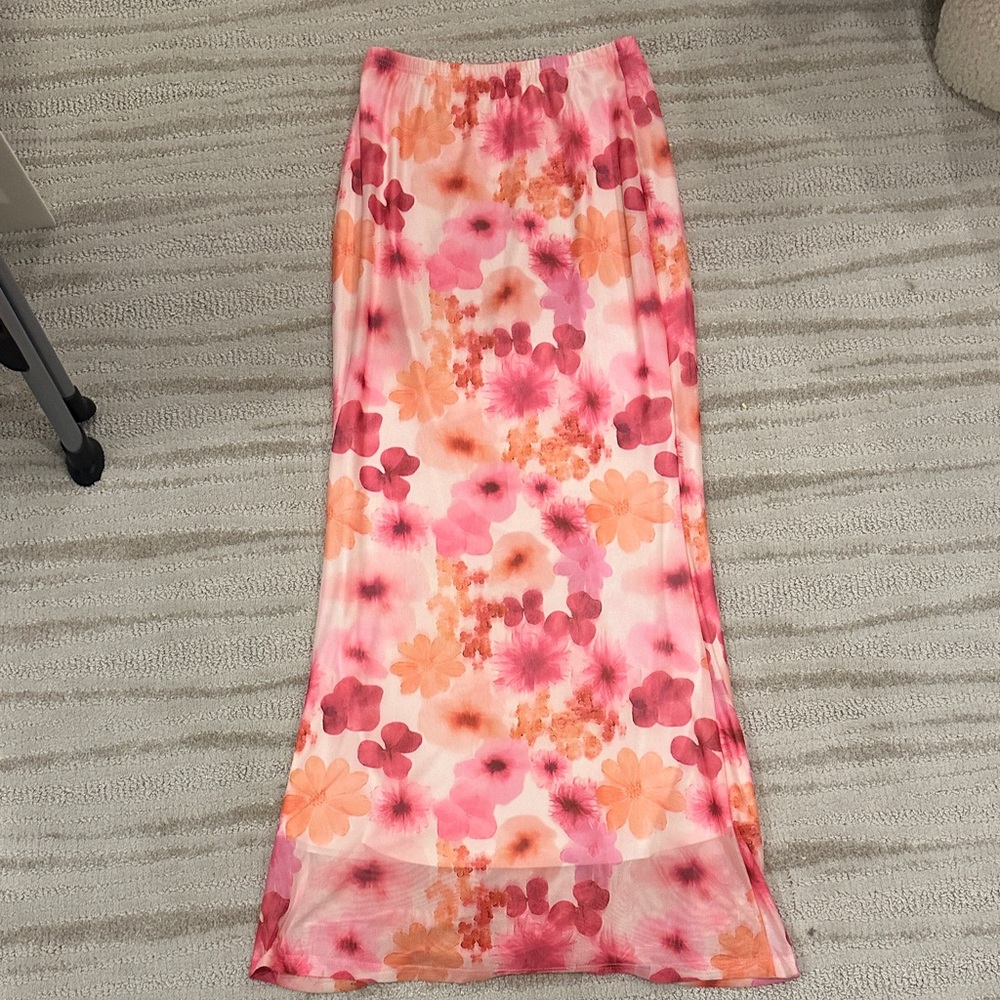 Women’s Pink & Orange Floral Maxi Skirt